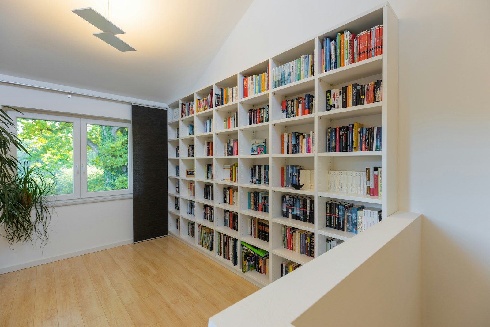 White built-in library wall